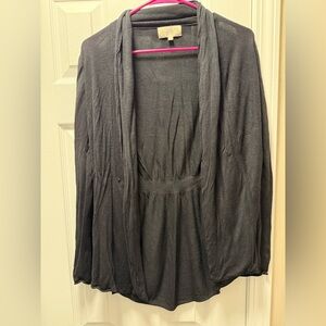 Joan Vass Charcoal Open Front Cardigan